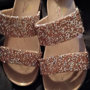 Women's Gold/Silver Glitter Sandals. Aloha Island Women's Size 7M. Like New